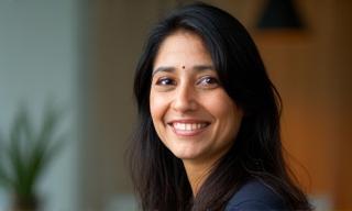 Portrait of Dr. Anya Sharma, Director of Innovation, Urban Smart Solutions.